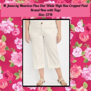 M Jeans by Maurices Plus Size White High Rise Cropped Pant 22W